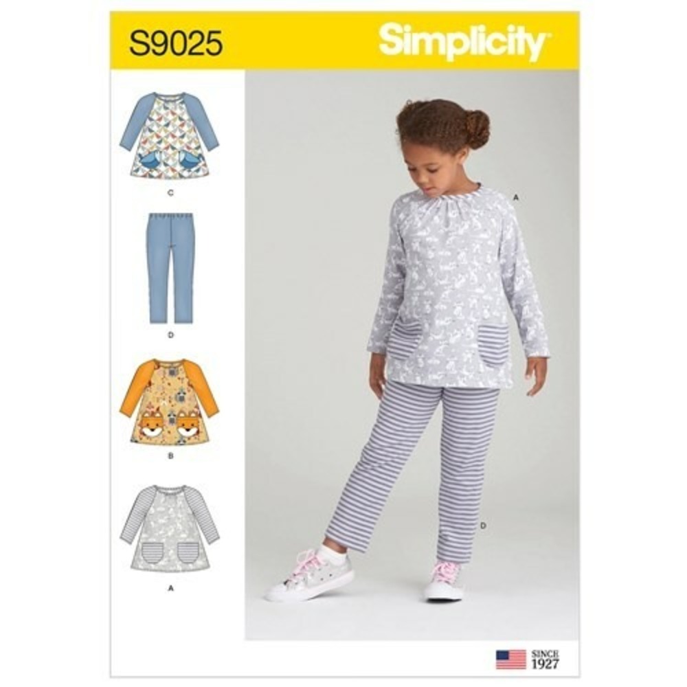 Simplicity CHILDRENS' TOPS & KNIT LEGGINGS R10377 (S9025) Size U.S. A( 3 - 8 )
